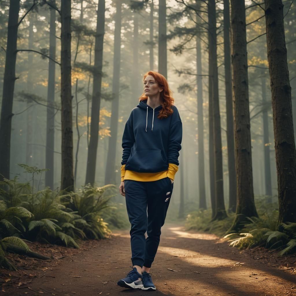 Beautiful Redhead in SNHU Sweatshirt: Cinematic Film Still