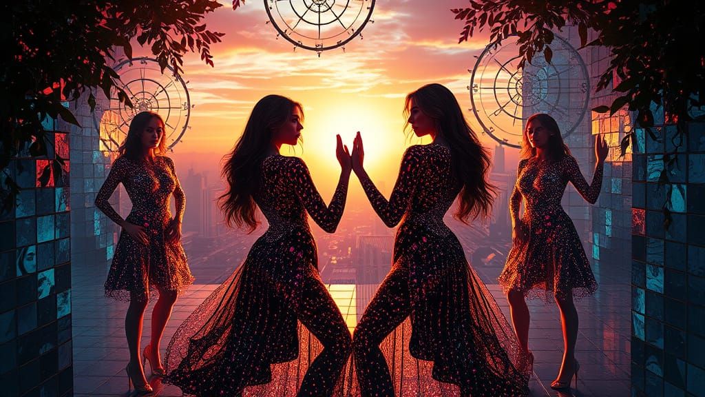 Surreal Disco Dreamscapes in Futuristic Labyrinth of Light