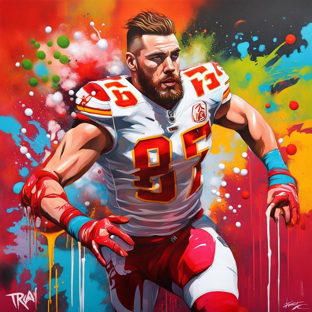 Travis Kelce Graffiti Art in Ultra Quality