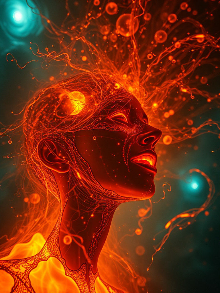 Fiery Self-Portrait in Pyroelectric Flame