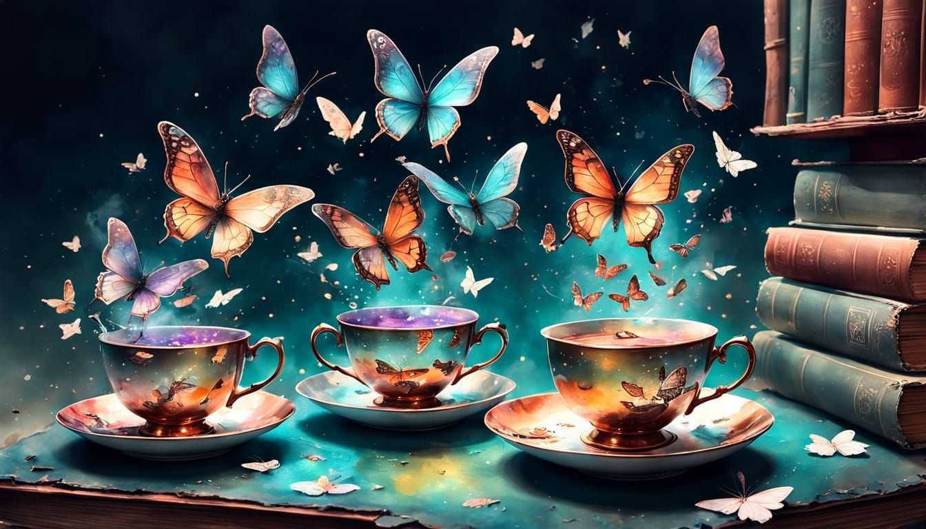 Cosmic Butterflies Escape in Whimsical Digital Surrealism