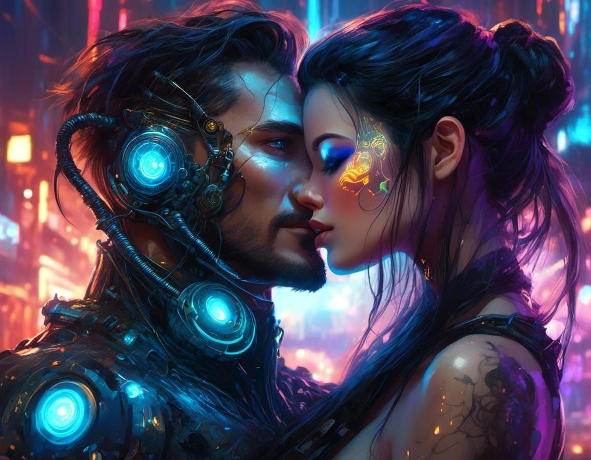 Cyberpunk Kiss: Cyborgs in a Neon Apocalypse