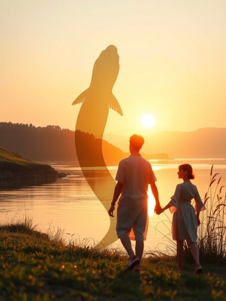 Ethereal Summer Love: Eel Silhouette Embracing Nourishing Ro...