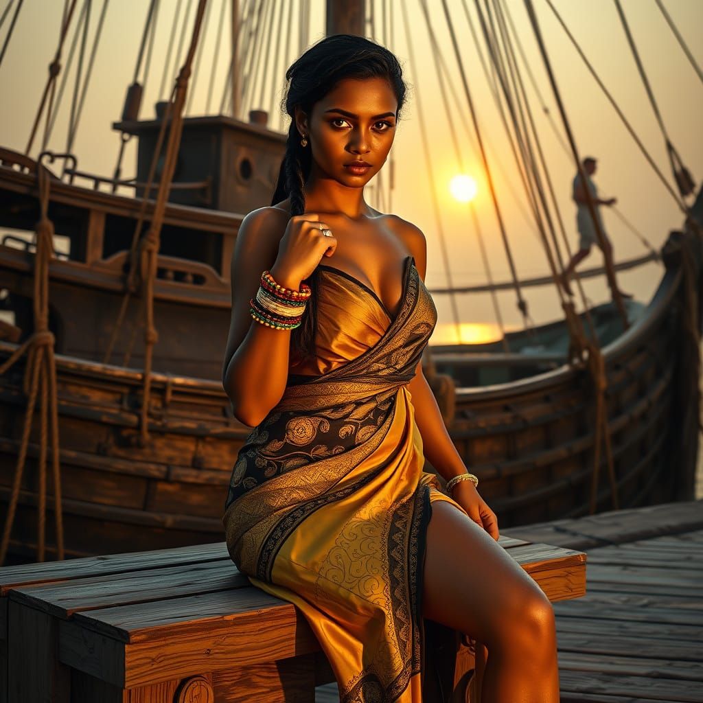 Sri Lankan Woman Embodies Adventure and Longing on the Docks