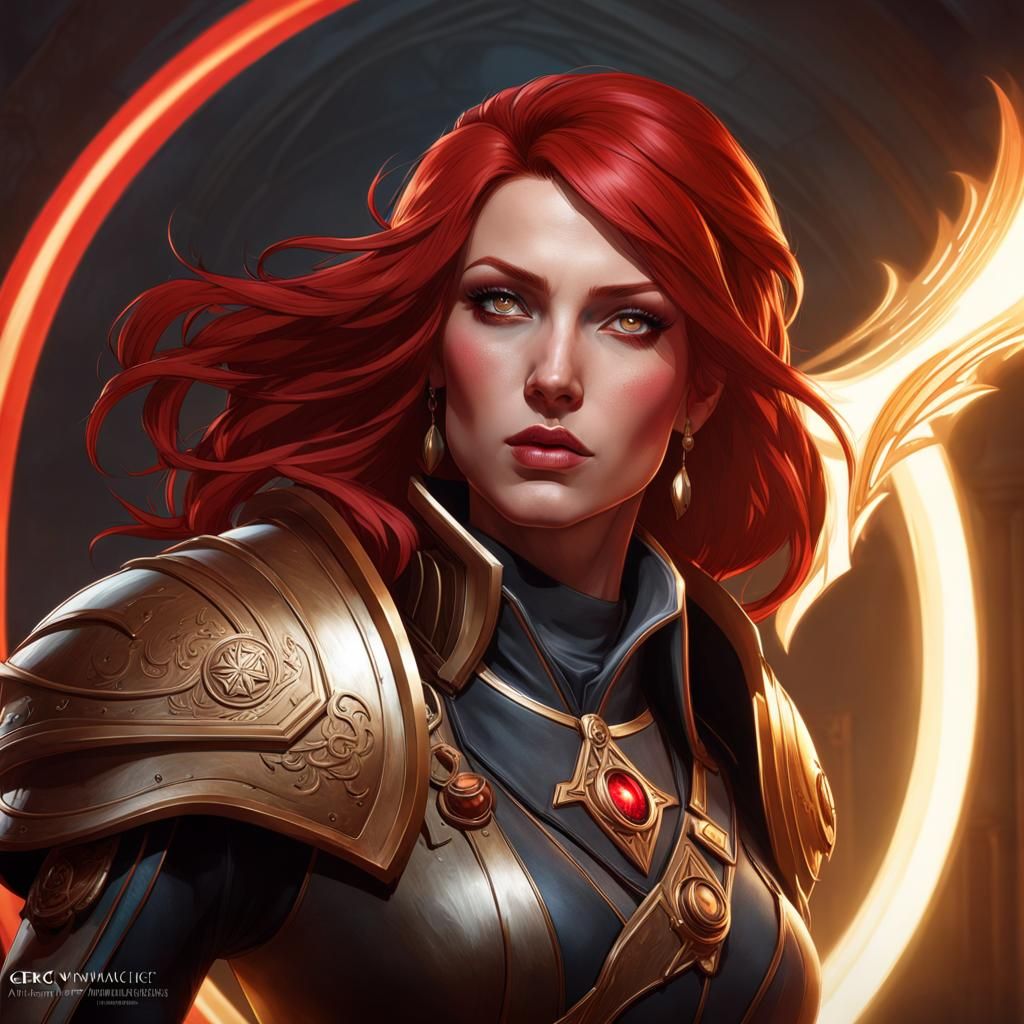 Female Inquisitor Portrait in Hyperdetailed Concept Art Styl...