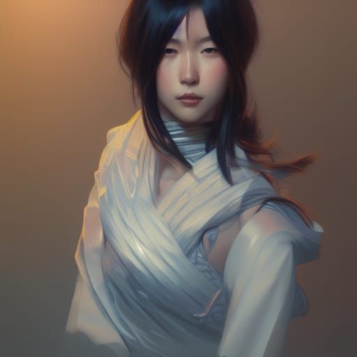 Japanese Portrait in Hyperdetailed Art Style