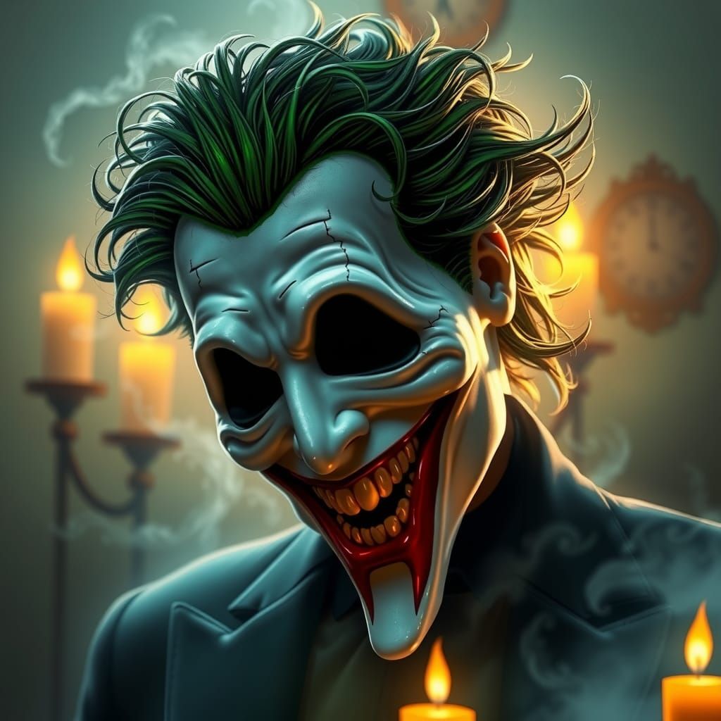 Ethereal Fusion: Ghostface and Joker in Dreamlike Art