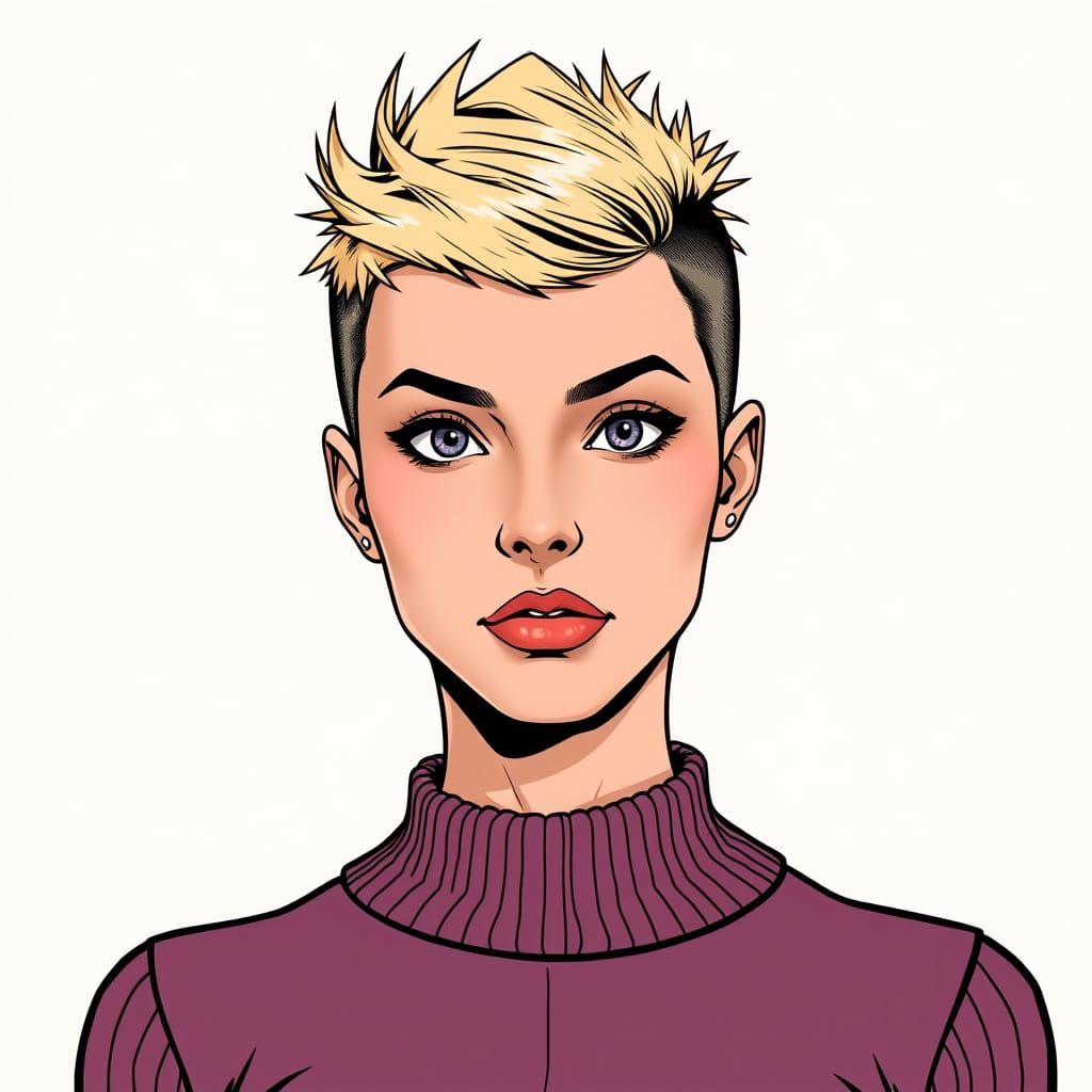 Graphic Novel-Style ID Portrait of a Trans Woman