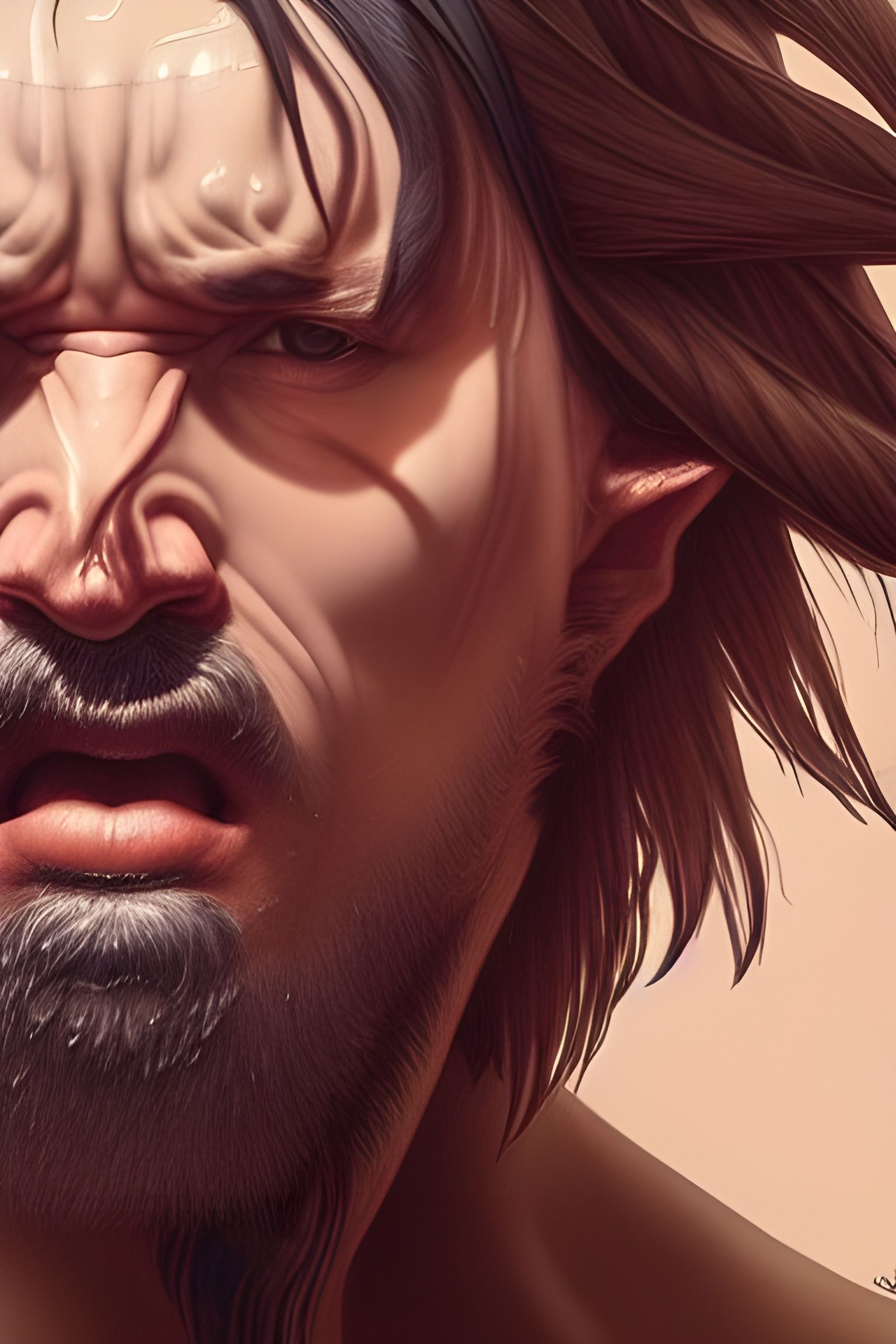 Disgusting Ugly Man with Tobacco Spittoon: Digital Art