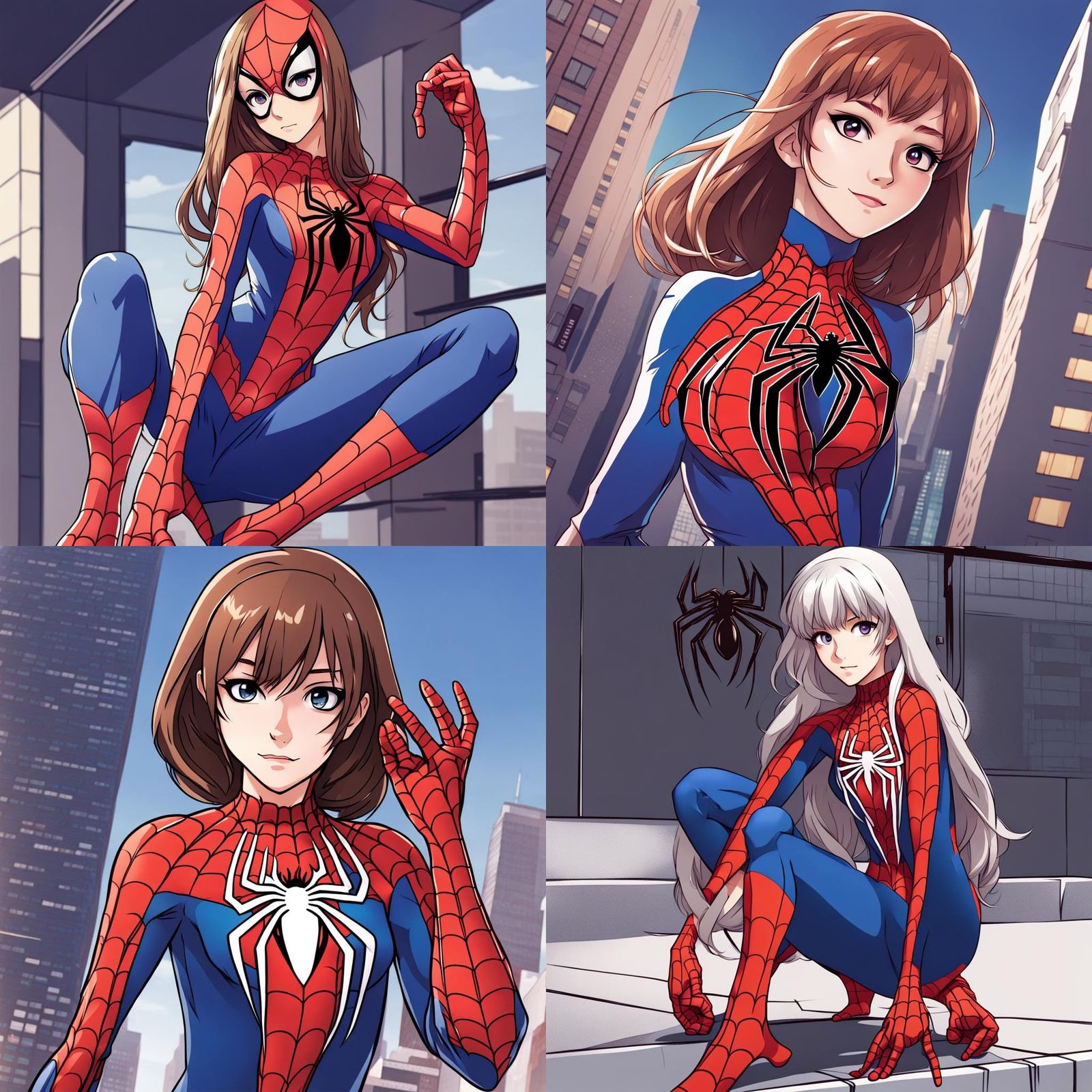 Anime Girl in Spider-Man Suit Illustration