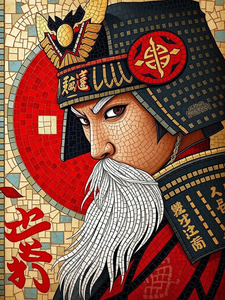 Samurai Mosaic Art Portrait