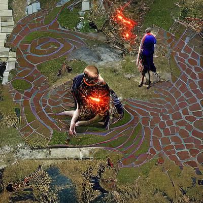 Gritty Warrior in Dark Fantasy Landscape