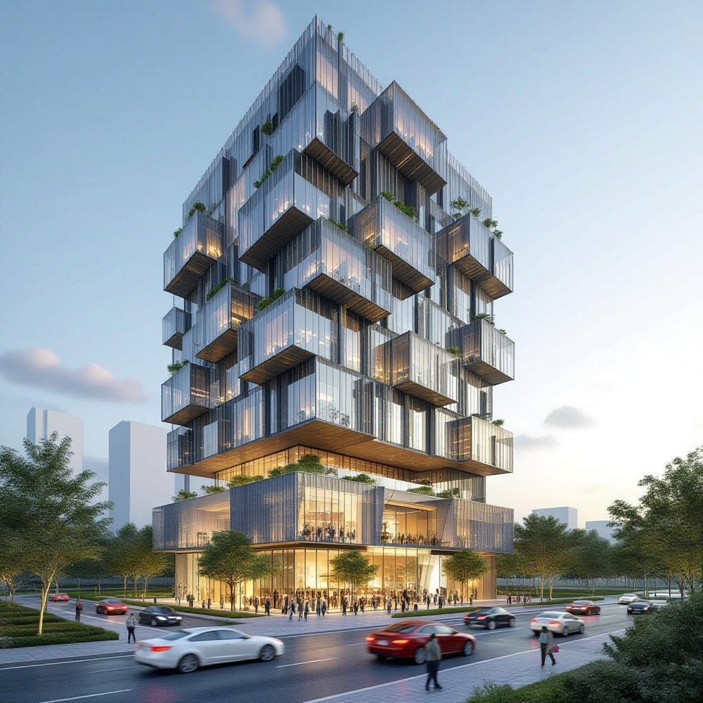 Contemporary Mixed-Use Complex Design on Trapezium Parcel
