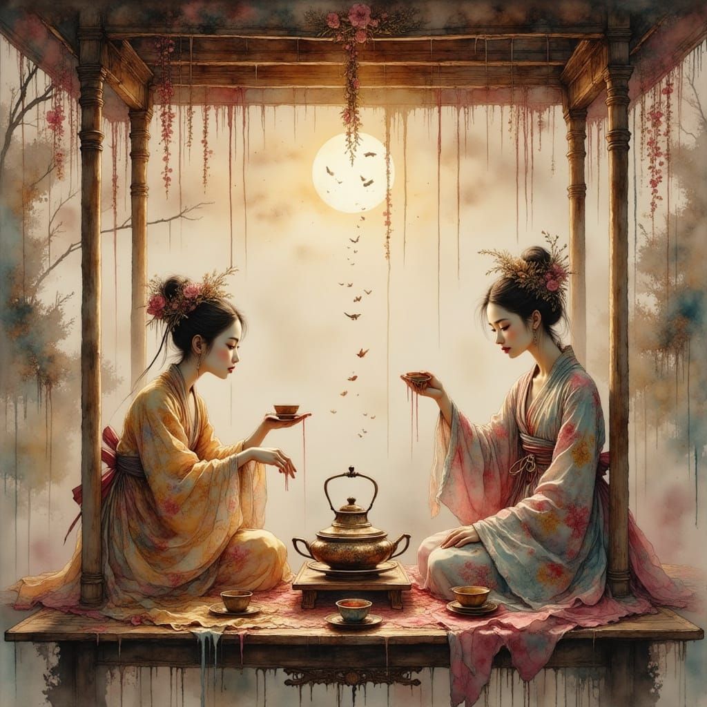 Surreal Tea Ceremony in Floating Pavilion
