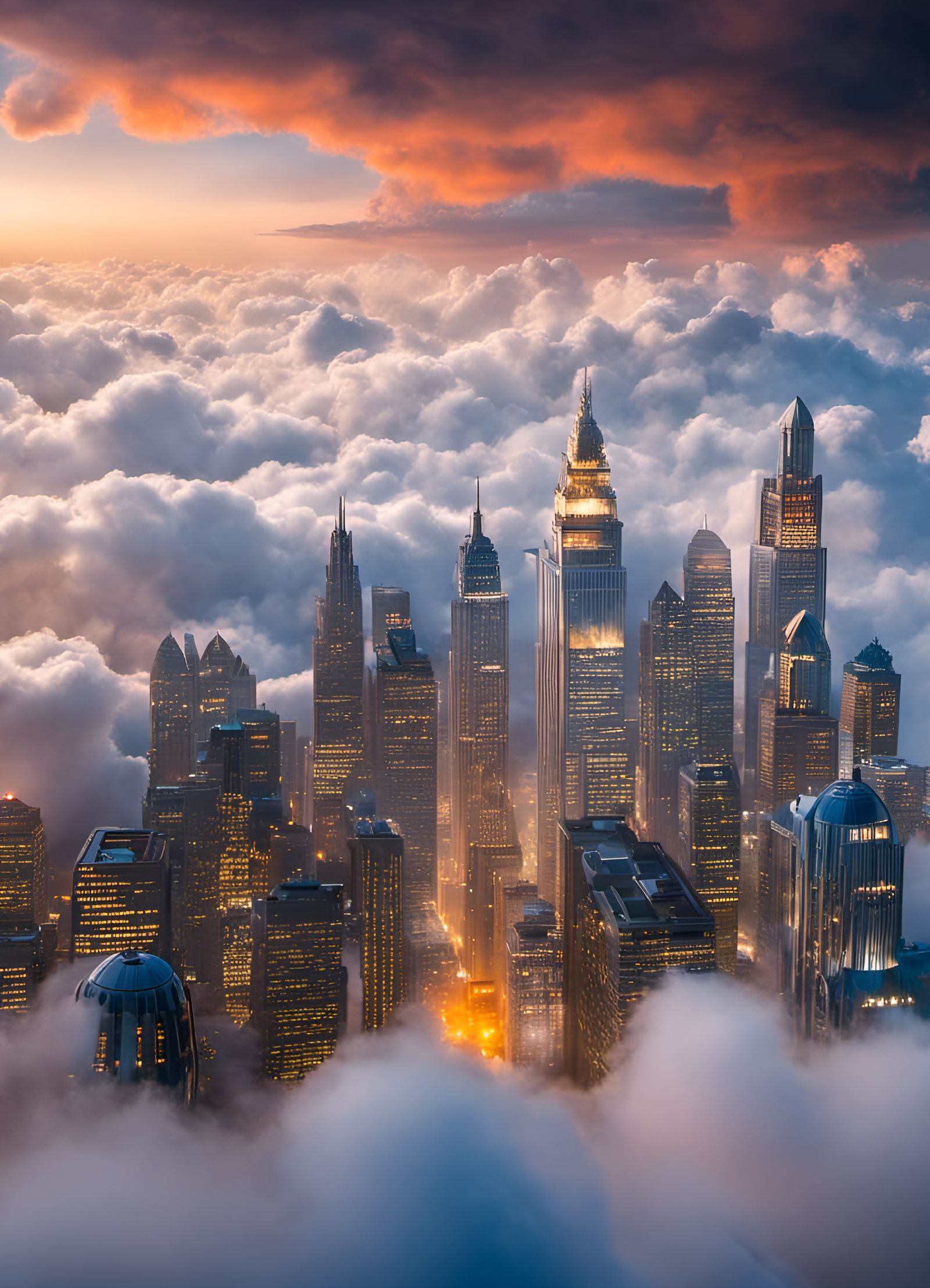Fantasy Cloud Cityscape in Dreamy Bokeh