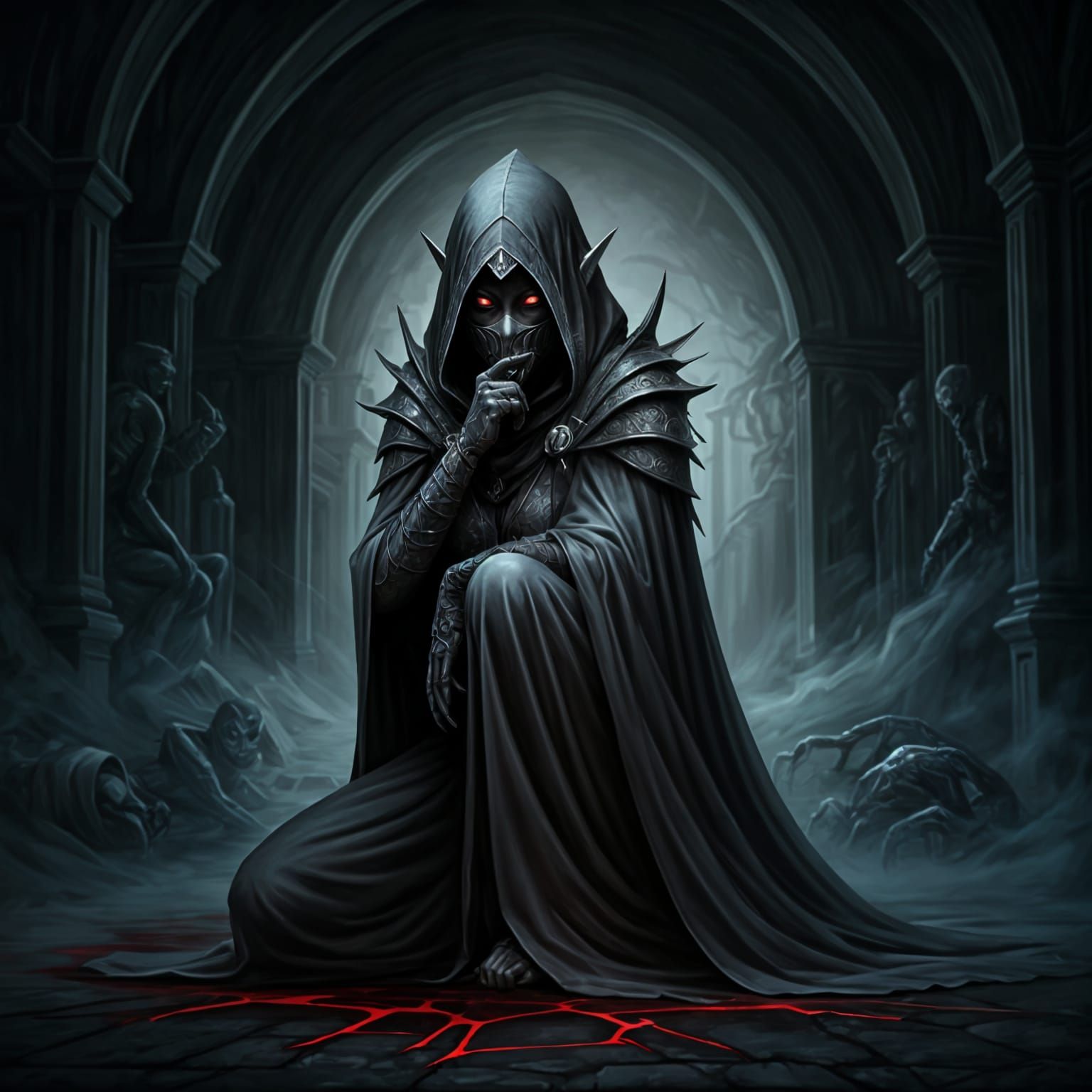 Drow Assassin in Fog-Weave Robes