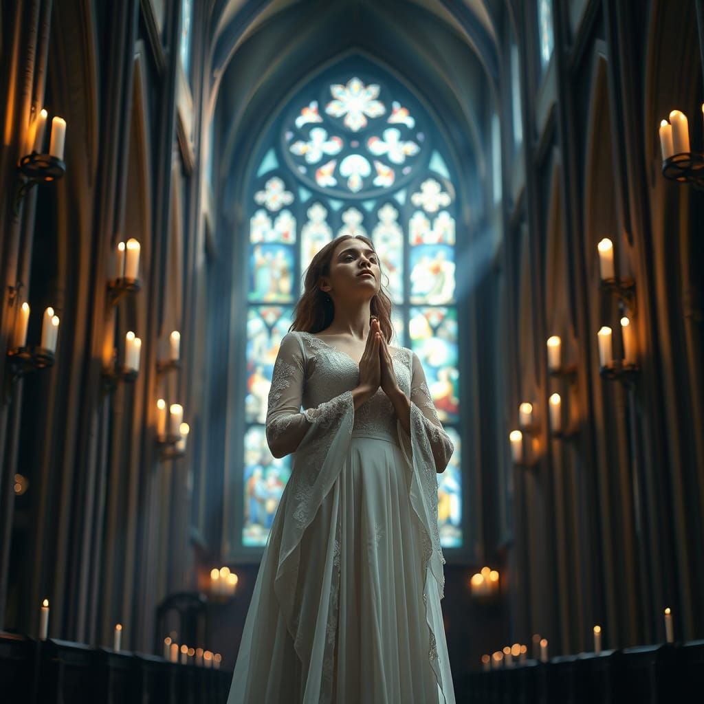 Serene Female Vocalist in Majestic Cathedral