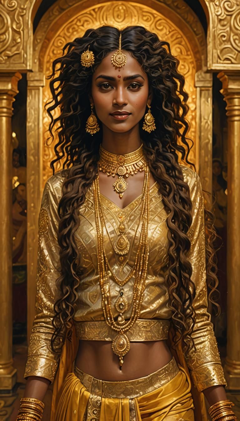 Mandodari as Divine Enchantress in Klimt Style