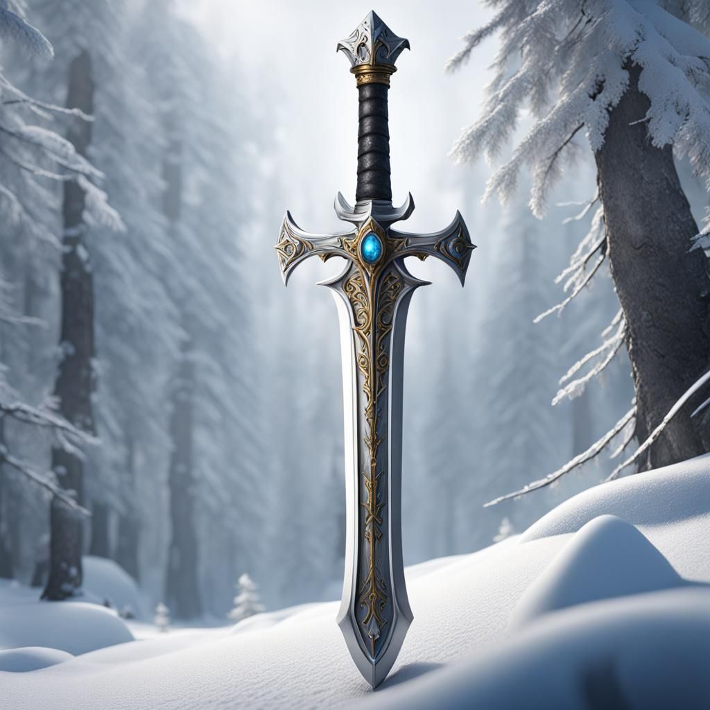 Winter Sword Concept Art in Detailed Matte Painting
