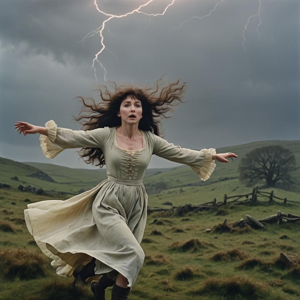 Kate Bush in Wuthering Heights: A Cinematic Pastel Portrait