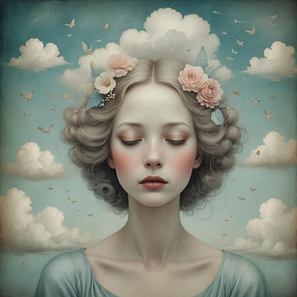 Ethereal Woman Portrait in Soft Focus Surrealism