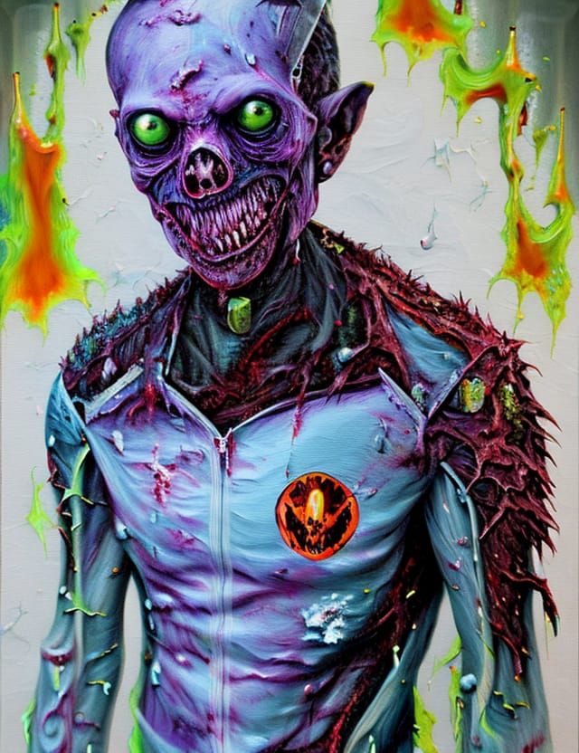 Zombie Astronaut Portrait in Graffiti Art Style