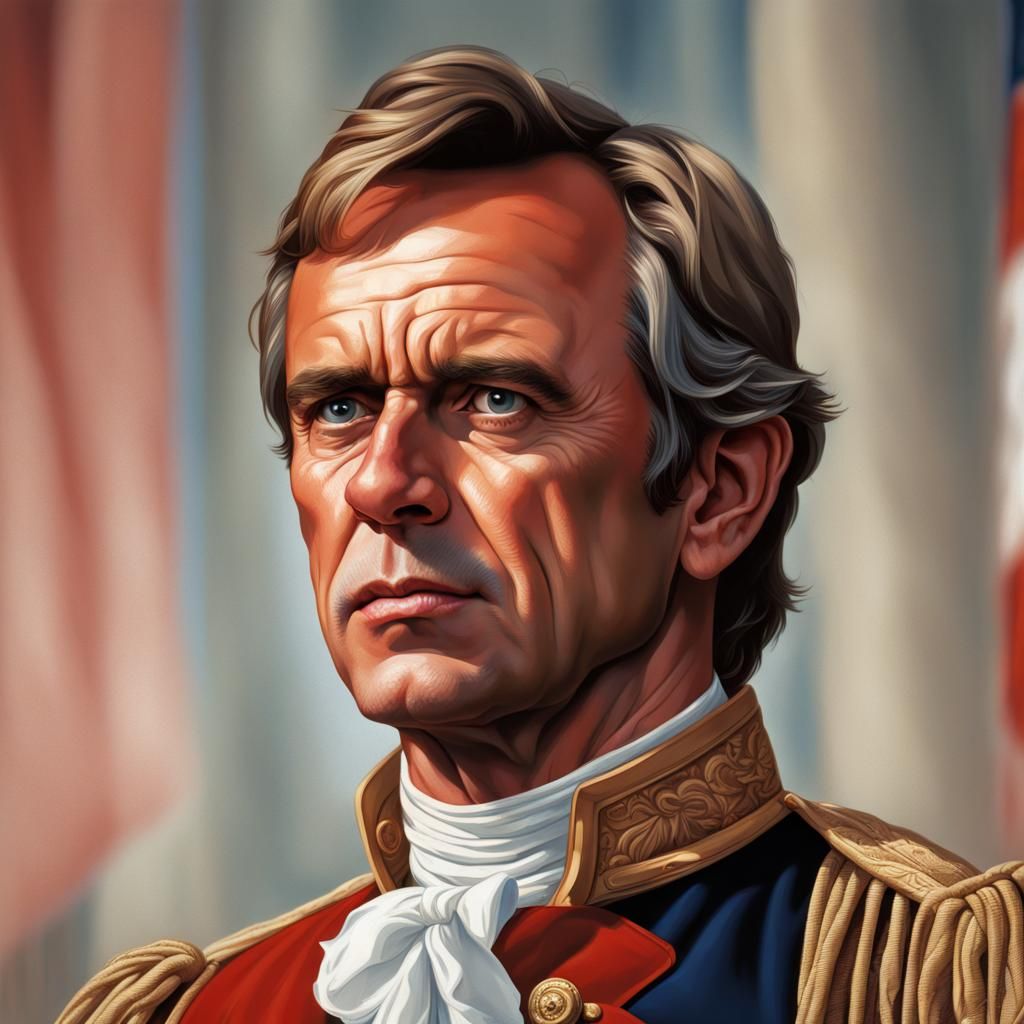 RFK Jr. in Colonial Clothing: Hyperrealistic Splash Art
