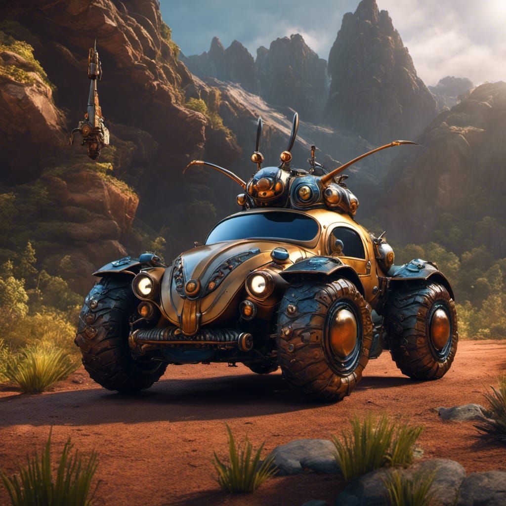 Armored Bug Mobile with Driver, Detailed Matte Painting