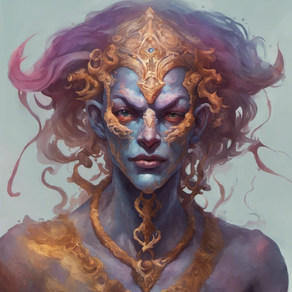 Air Genasi Character Portrait in Hyperrealistic Style