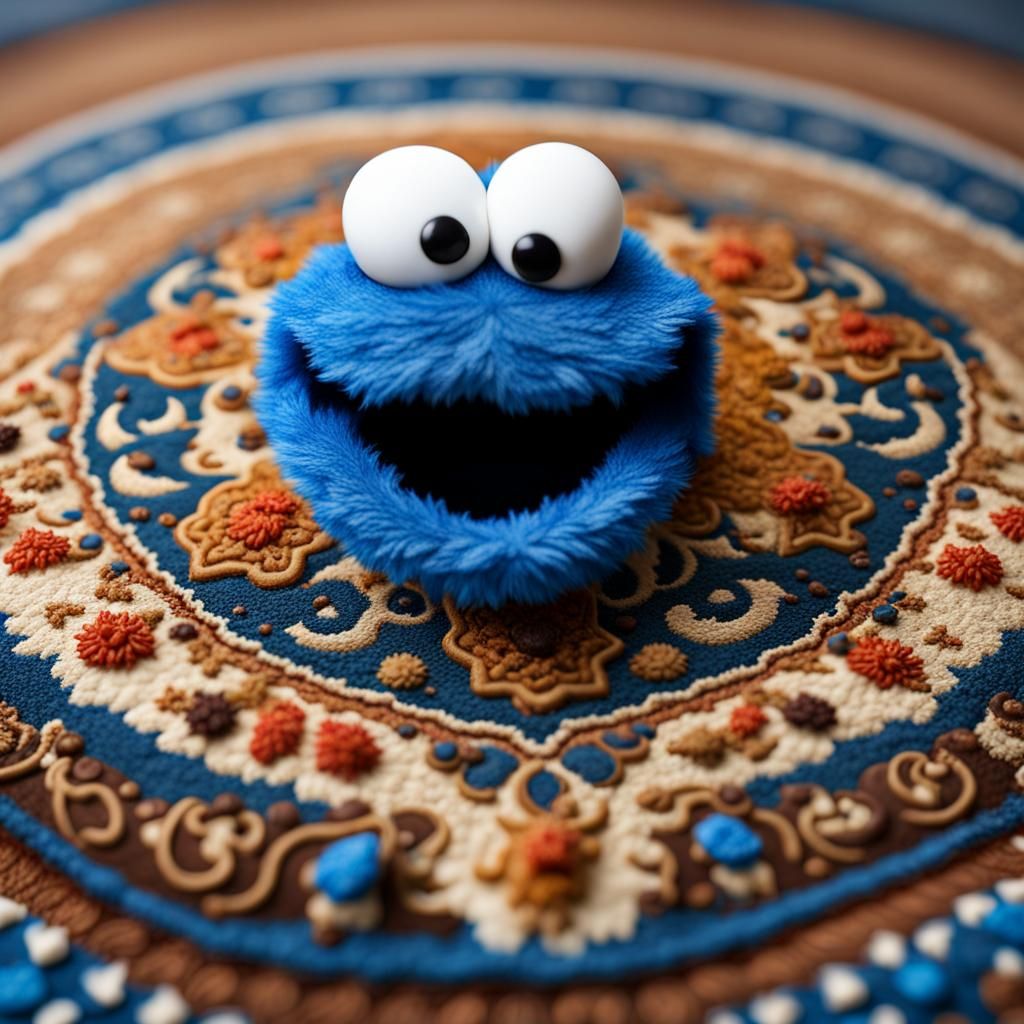 Cookie Monster Persian Carpet Design in 8K