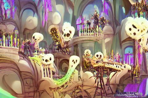 Spooky Skeletons Sing at Monster Party: Concept Art