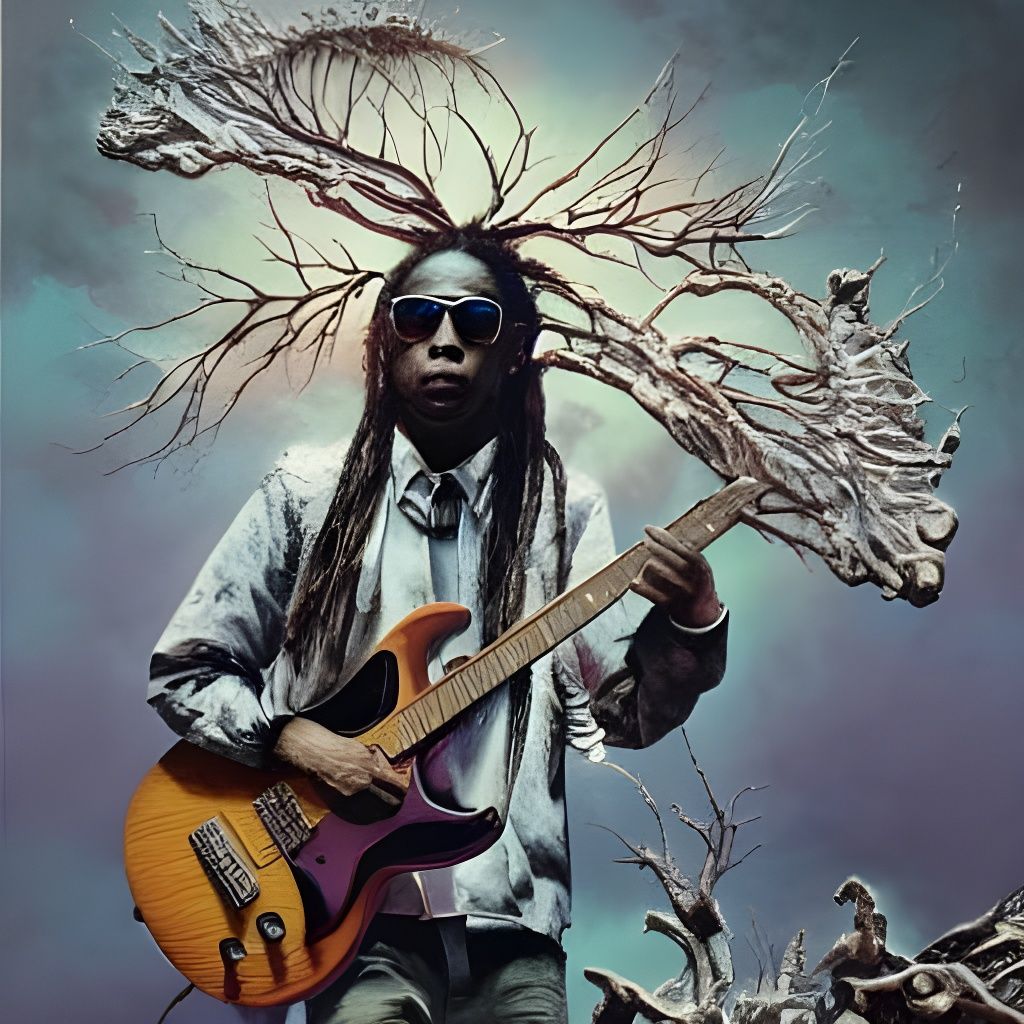 Lil Wayne Guitar Solo in Sci-Fi Art