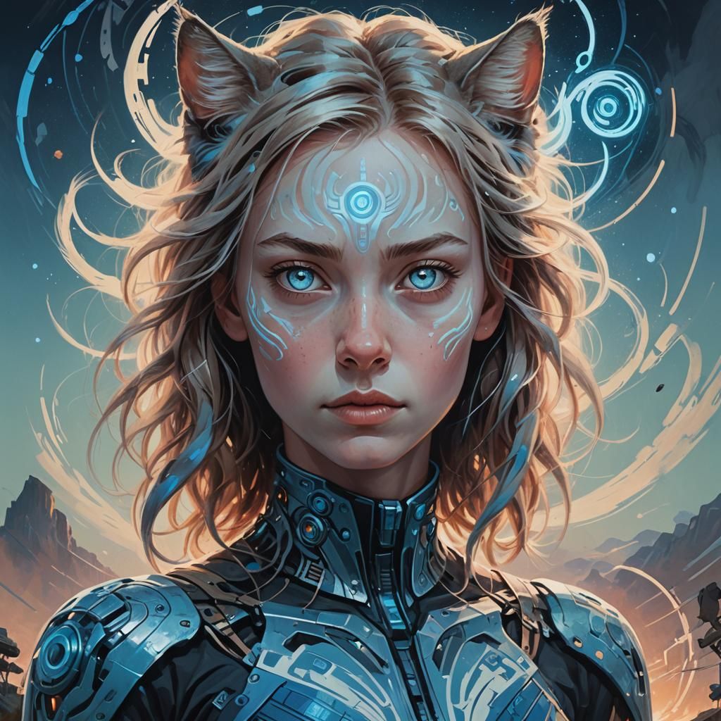 Mystical Sci-Fi Woman Portrait in Digital Art Style