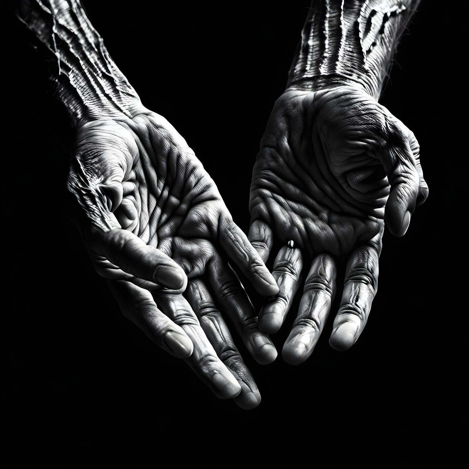 Intricate Hands in High Contrast Black and White
