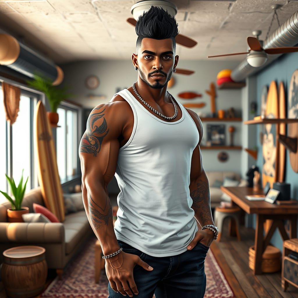 Beachside Loft: Charismatic Character in 3D Game Style