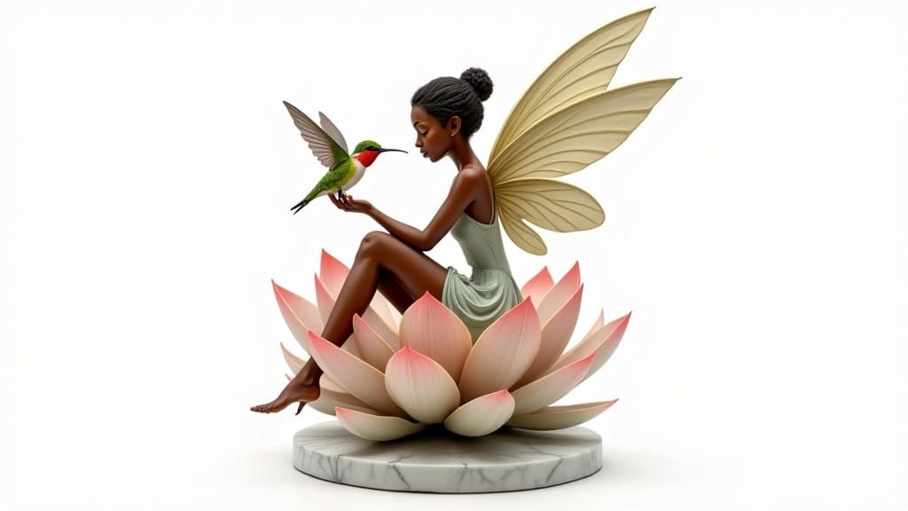 Ethereal African Goddess Sits Amidst Vibrant Floral Wonderla...