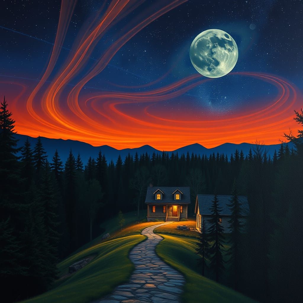 Twilight Estate: A Surreal Matte Painting