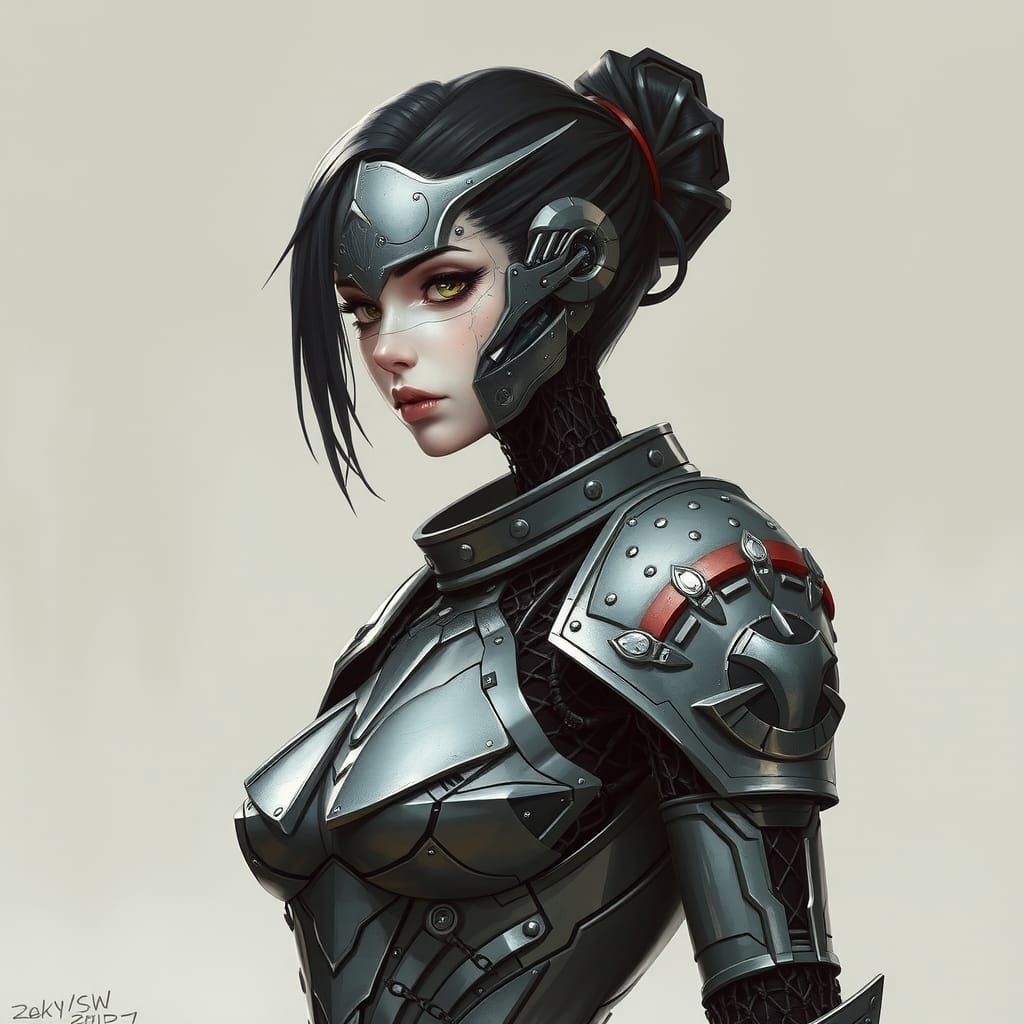 Cyborg Woman in Gothic Armor