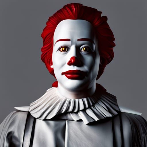 Hyperrealistic Ronald McDonald Portrait in Cinematic Style