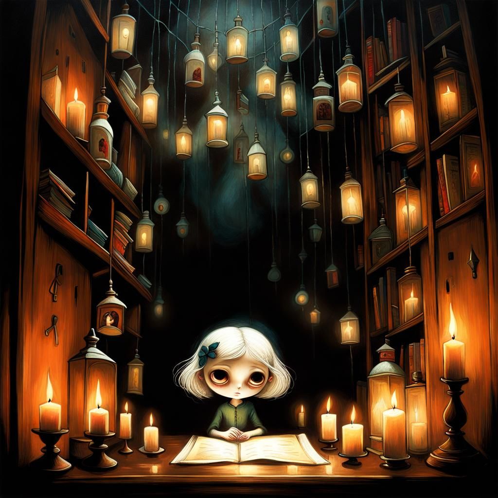 Spooky Orphan Reads Letter by Candlelight