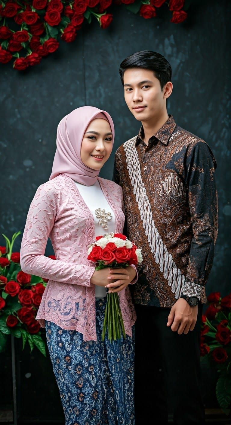 Korean Woman in Kebaya with Batik Sarong