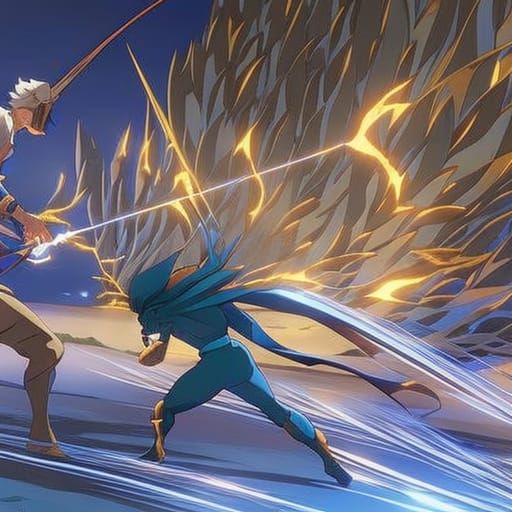 Mosquito Joe vs Blue Beetle in Ghibli Anime Style