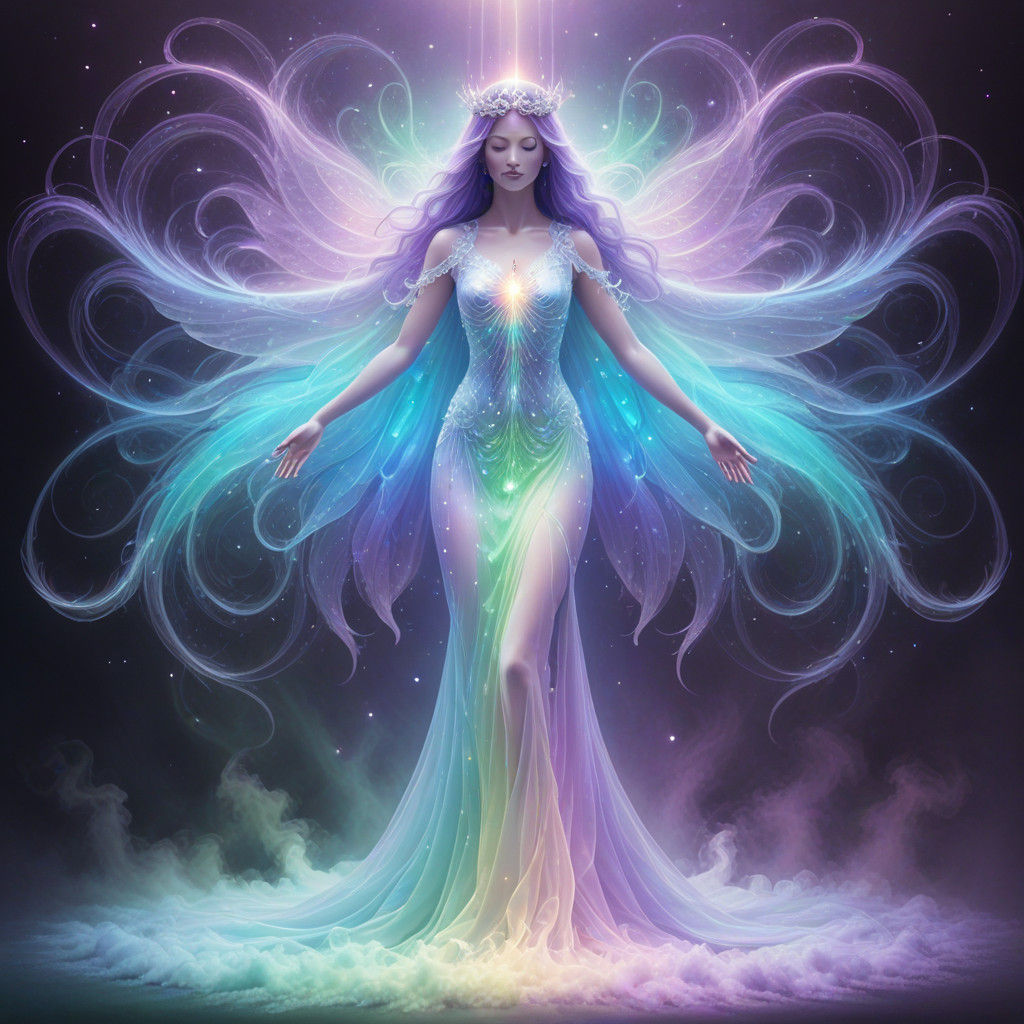 Angel of Vibrant Light in Ethereal Mist