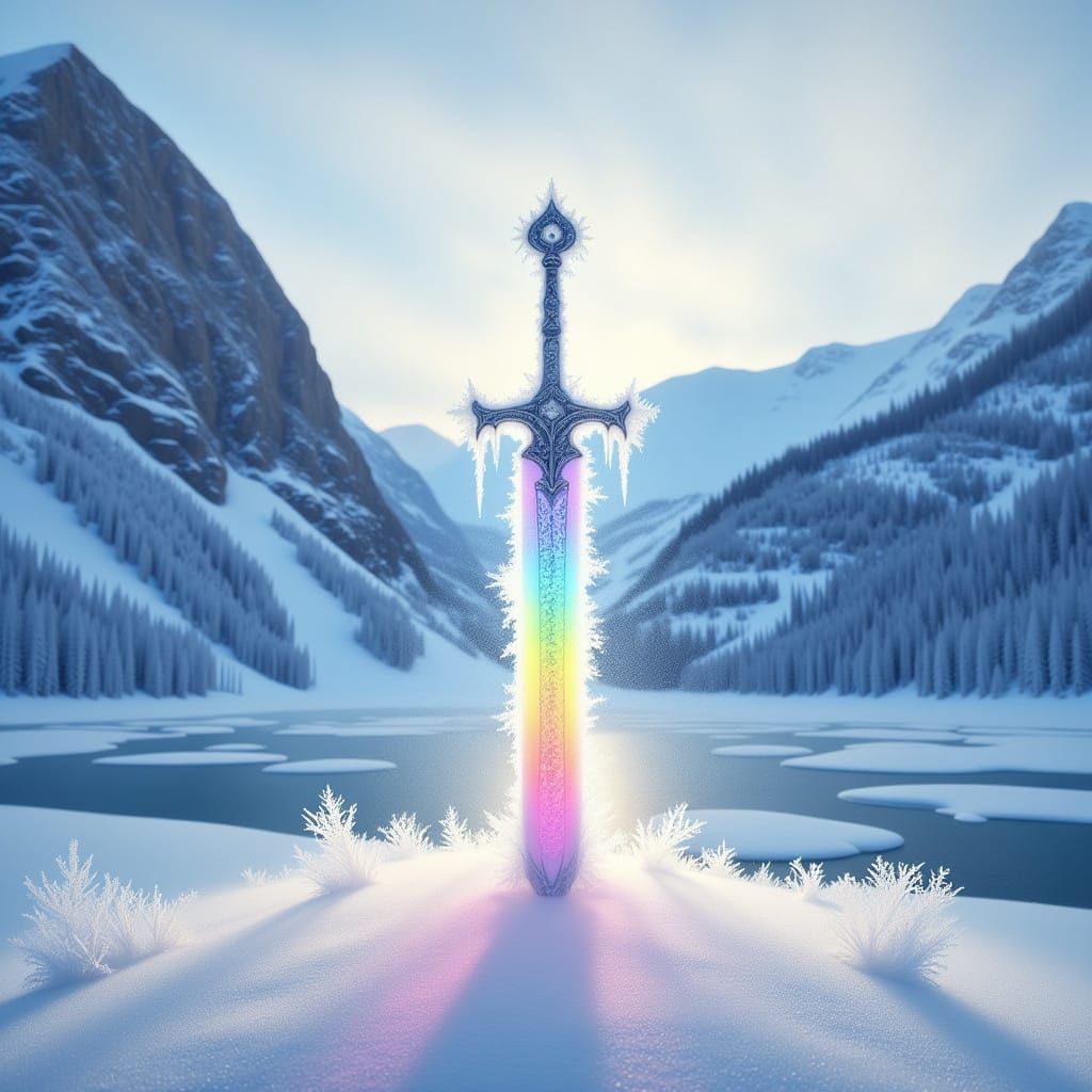 Ethereal Ice Sword in Winter Wonderland