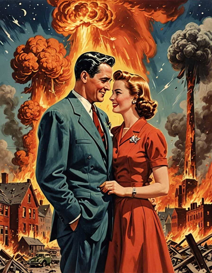 Apocalyptic Love: Retro Anniversary Card Design