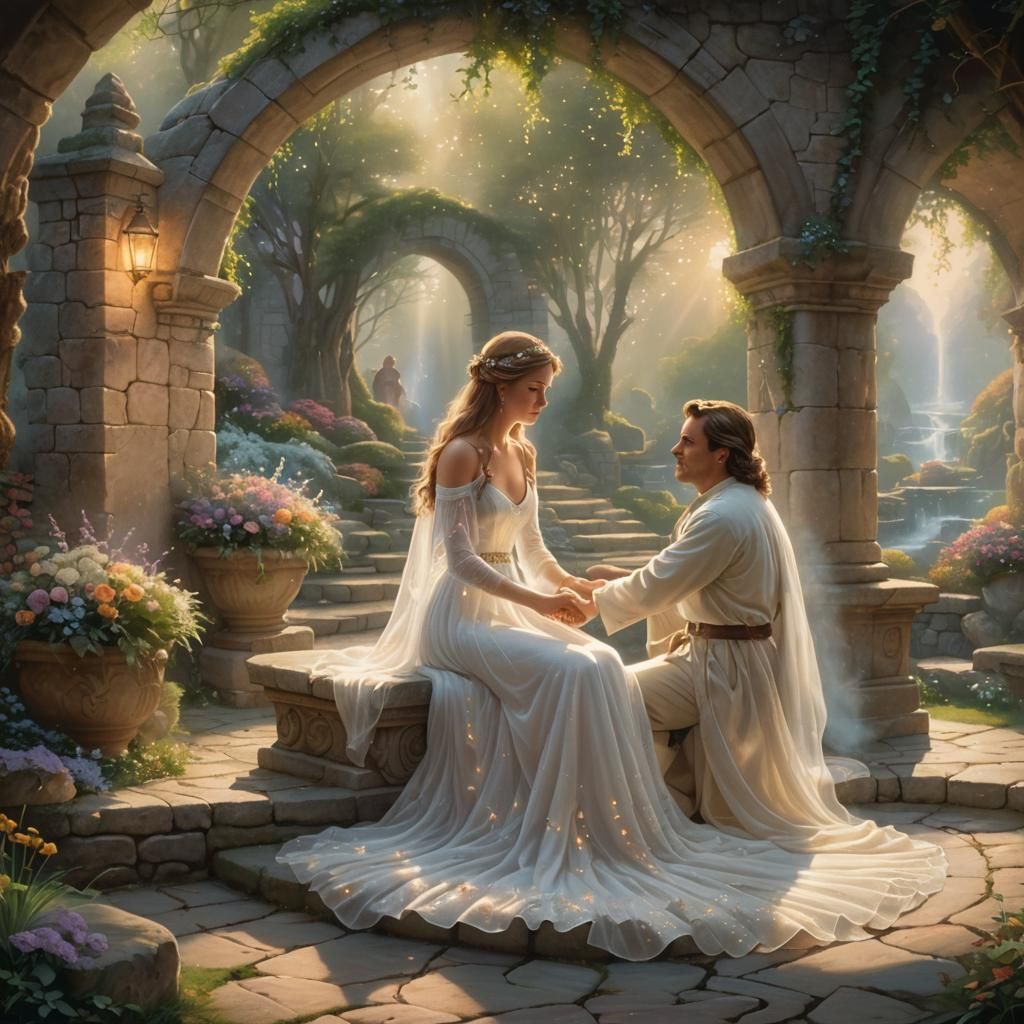 Magical Proposal in a Thomas Kinkade Style