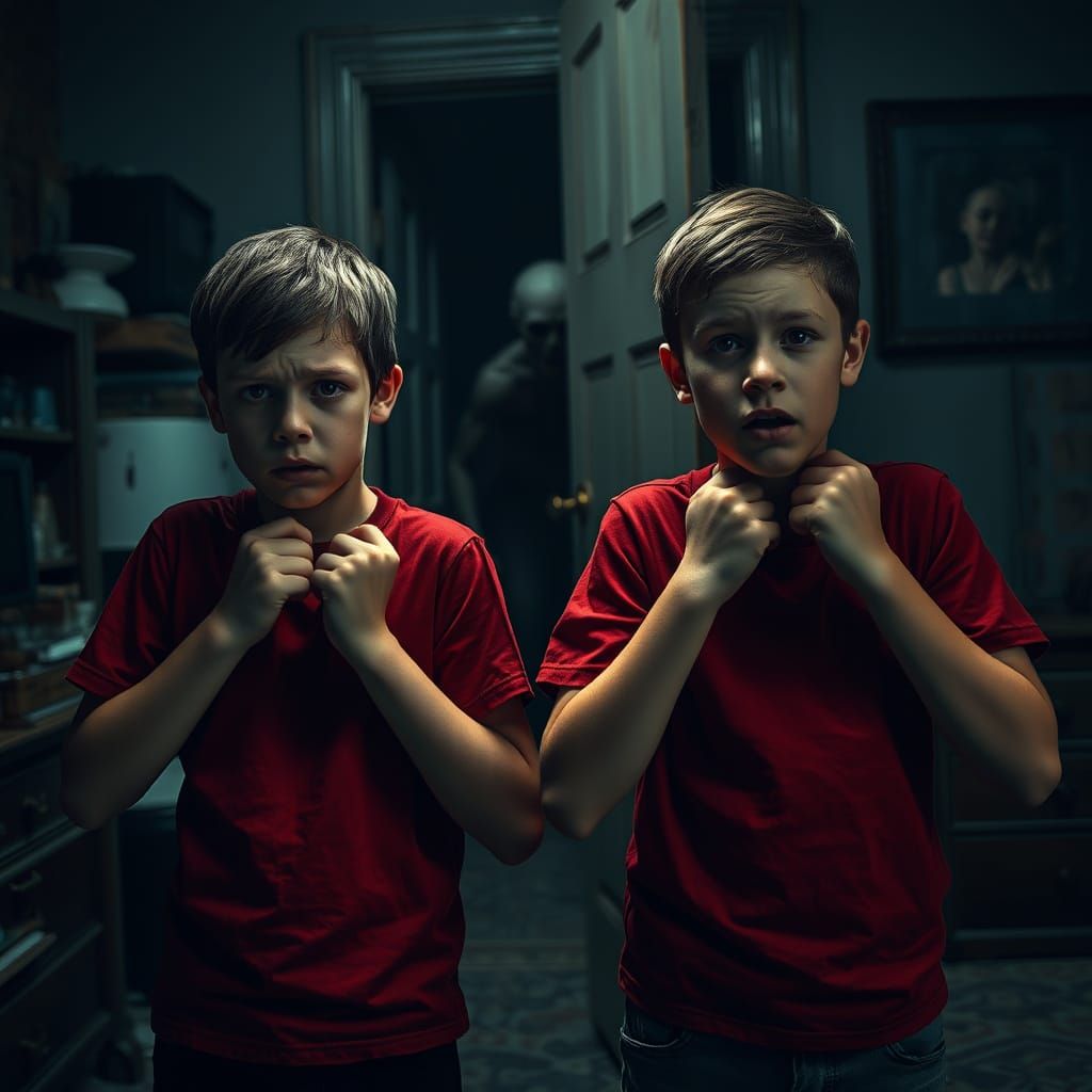 Anxious Twins Confronting a Ghoul