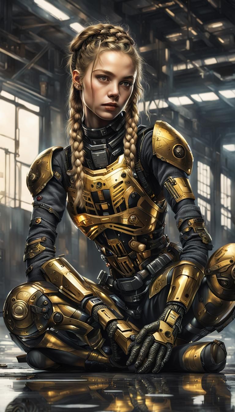Cyberpunk Woman in Futuristic Armor