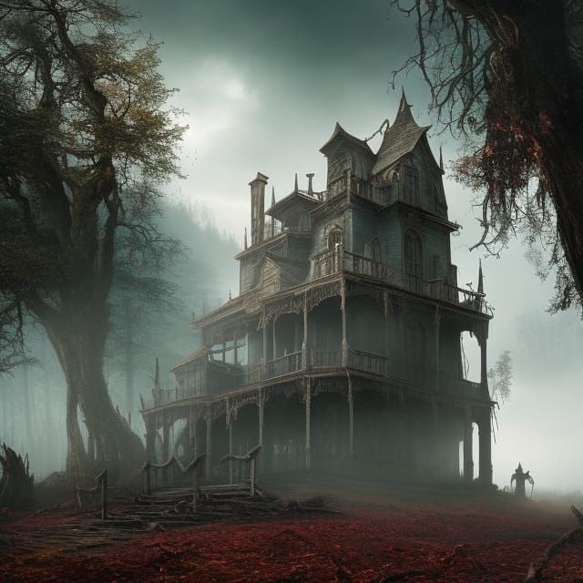 Crayon Haunted House on the Edge of Dead Forest