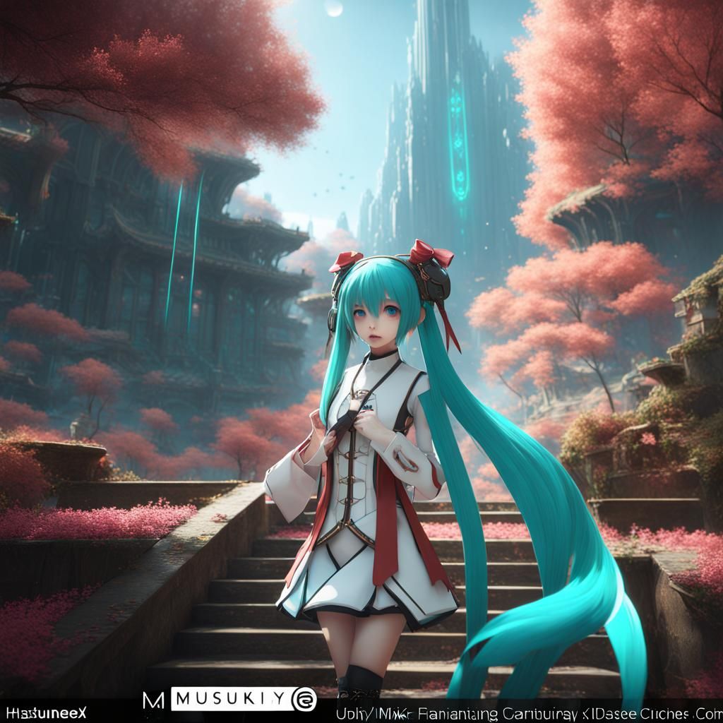 Detailed Matte Painting of Hatsune Miku
